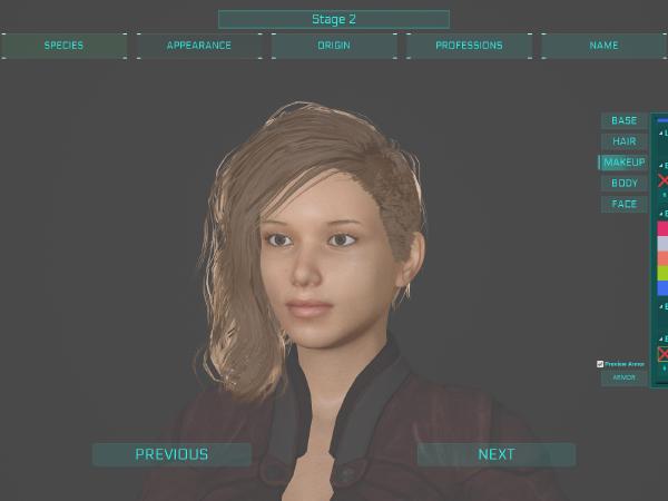 Avatar face and avatar customization screen